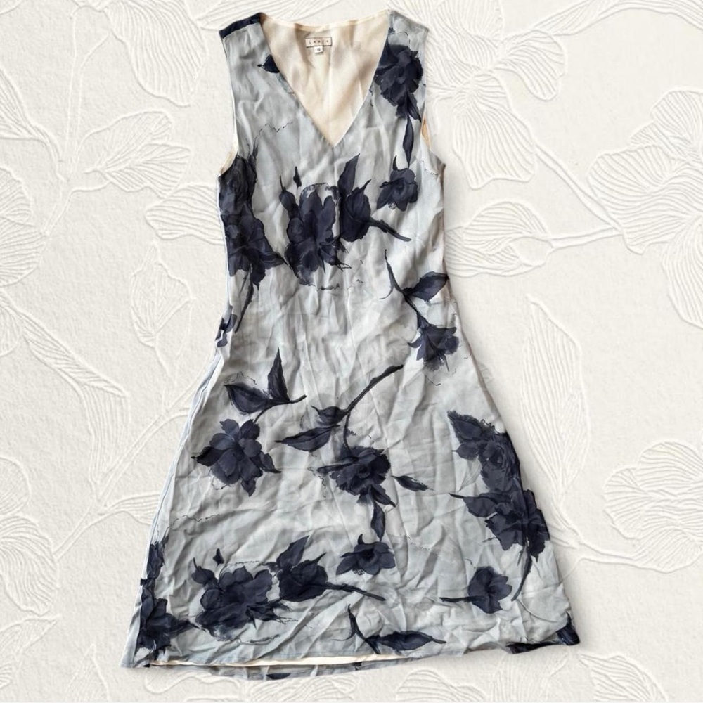 Lapis Women’s Light Gray Floral Sleeveless Midi Dress Size S